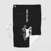 Jouw tekst Real Mannen Love Cats Silhouette Golfhanddoek (Insitu)