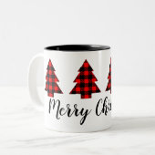 Jouw tekst rode buffelbomen tweekleurige koffiemok (Voorkant links)