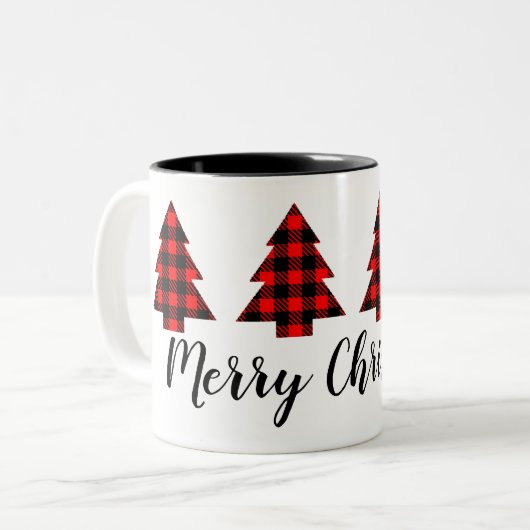 Jouw tekst rode buffelbomen tweekleurige koffiemok (Voorkant links)