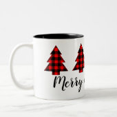 Jouw tekst rode buffelbomen tweekleurige koffiemok (Links)