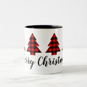 Jouw tekst rode buffelbomen tweekleurige koffiemok (Center)