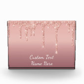 Jouw tekst Roos Gold Blush Glitter Fotoblok Cadeau (Voorkant)