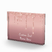 Jouw tekst Roos Gold Blush Glitter Fotoblok Cadeau (Rechts)