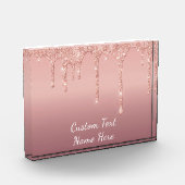 Jouw tekst Roos Gold Blush Glitter Fotoblok Cadeau (Links)