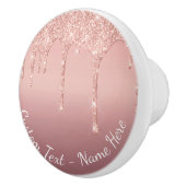 Jouw tekst Roos Gold Blush Glitter Sparkle Drivers Keramische Knop (Rechts)