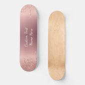 Jouw tekst Roos Gold Blush Glitter Sparkle Drivers Persoonlijk Skateboard (Voorkant)