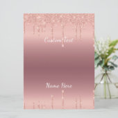 Jouw tekst Roos Gold Blush Glitter Sparkle Drivers Programmakaart (Staand voorkant)