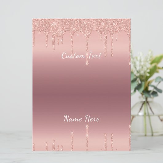 Jouw tekst Roos Gold Blush Glitter Sparkle Drivers Programmakaart (Staand voorkant)