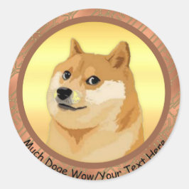 Jouw tekst Roos Gold Doquote in Crypto Much Doge W Ronde Sticker