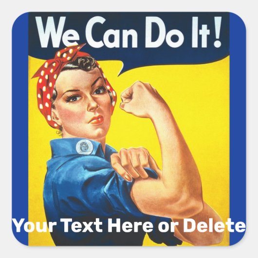Jouw tekst  Rosie de Riveter Woman Power Vierkante Sticker (Voorkant)