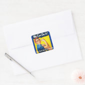 Jouw tekst  Rosie de Riveter Woman Power Vierkante Sticker (Envelop)