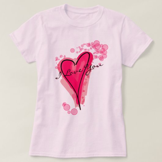 JOUW TEKST Roze Waterverf Hart T-shirt (Design voorkant)