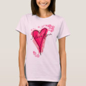 JOUW TEKST Roze Waterverf Hart T-shirt (Voorkant)