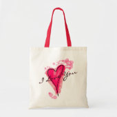JOUW TEKST Roze Waterverf Hart Tote Bag (Voorkant)
