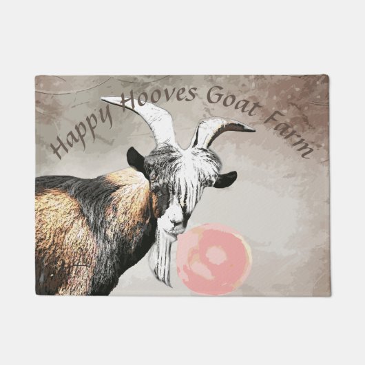JOUW TEKST Schattige Billy Goat met Bubblegum Welk Deurmat (Voorkant)
