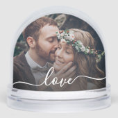 Jouw tekst Simple Modern Script 2-Photo Sneeuwbol (Voorkant)