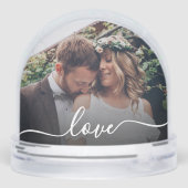 Jouw tekst Simple Modern Script 2-Photo Sneeuwbol (Achterkant)