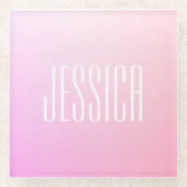 Jouw tekst | Subtle roze gradatie Glazen Onderzetter (Voorkant)