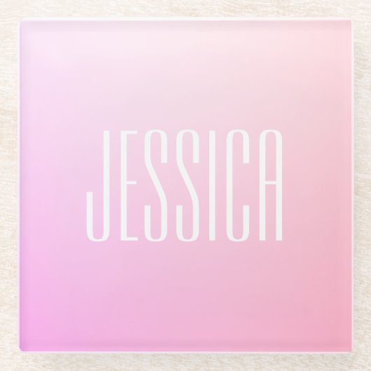 Jouw tekst | Subtle roze gradatie Glazen Onderzetter (Voorkant)