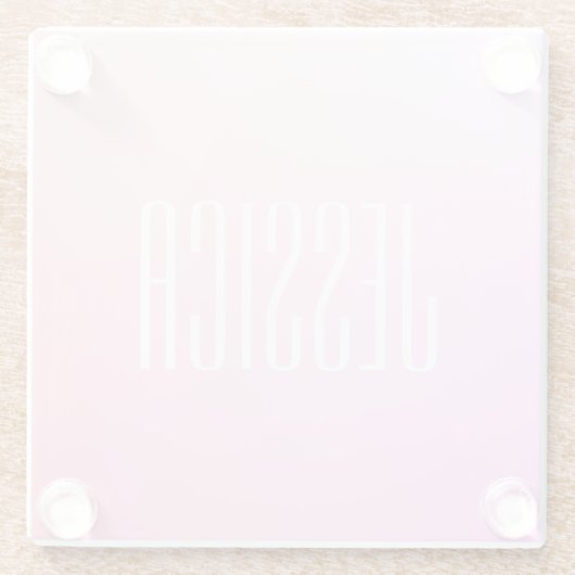 Jouw tekst | Subtle roze gradatie Glazen Onderzetter (Achterkant)