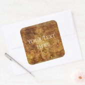 Jouw tekst Tattered Oude Wereld Piraten Kaart/Atla Vierkante Sticker (Envelop)