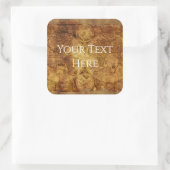 Jouw tekst Tattered Oude Wereld Piraten Kaart/Atla Vierkante Sticker (Tas)