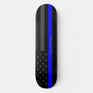 Jouw tekst Thin Blue Line Aangepast zwart, VS vlag Persoonlijk Skateboard