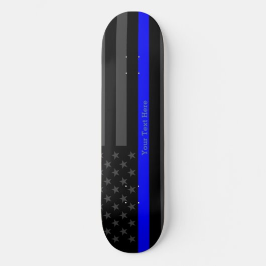 Jouw tekst Thin Blue Line Aangepast zwart, VS vlag Persoonlijk Skateboard (Voorkant)