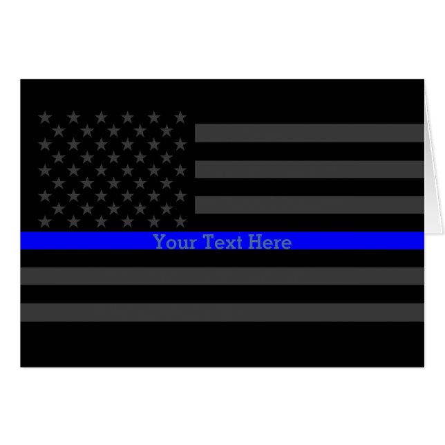 Jouw tekst Thin Blue Line Black, Amerikaans vlagon (Voorkant Horizontaal)