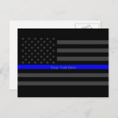 Jouw tekst Thin Blue Line Black, Amerikaanse vlag Briefkaart (Voorkant / Achterkant)