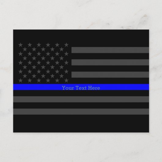 Jouw tekst Thin Blue Line Black, Amerikaanse vlag Briefkaart (Voorkant)