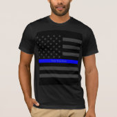 jouw tekst Thin Blue Line Black US Vlag Mode T-shirt (Voorkant)