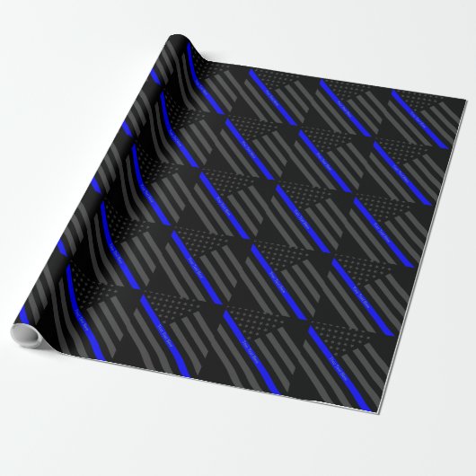 jouw tekst Thin Blue Line Black, VS vlag Grafisch Cadeaupapier (Uitgerold)