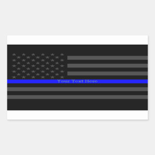 jouw tekst Thin Blue Line Black, VS-vlagdecor Rechthoekige Sticker