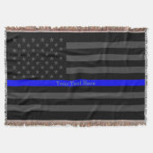 jouw tekst Thin Blue Line Charkolen Black VS vlag Deken (Voorkant)