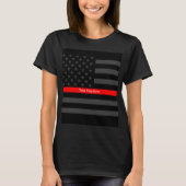 Jouw tekst Thin Red Line Black US Flag Statement o T-shirt (Voorkant)