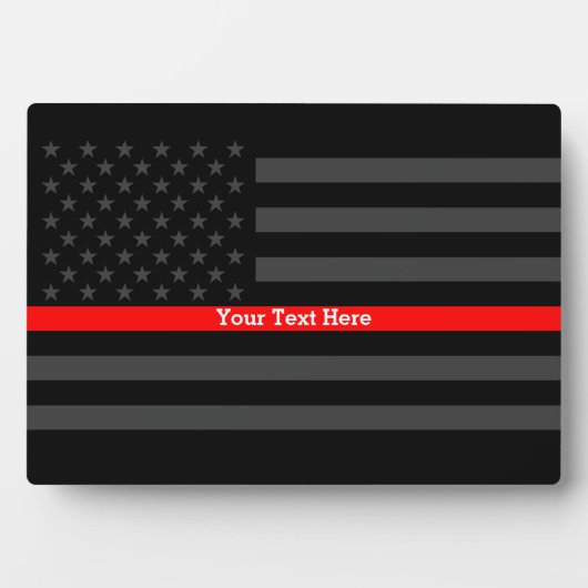 Jouw tekst Thin Red Line Black, VS-vlag op een Fotoplaat (voorkant)
