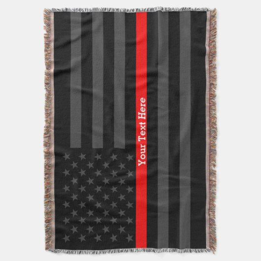 Jouw tekst Thin Red Line Charcoal Black VS vlag op Deken (Voorkant Verticaal)
