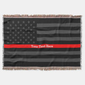 Jouw tekst Thin Red Line Charcoal Black VS vlag op Deken (Voorkant)
