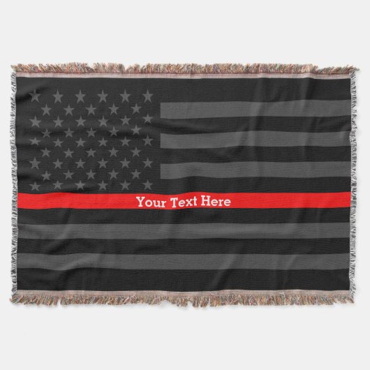 Jouw tekst Thin Red Line Charcoal Black VS vlag op Deken (Voorkant)