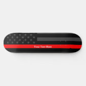Jouw tekst Thin Red Line Custom Black, VS vlag op  Skateboard (Horizontaal)