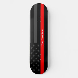 Jouw tekst Thin Red Line Custom Black, VS vlag op  Skateboard