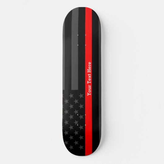 Jouw tekst Thin Red Line Custom Black, VS vlag op  Skateboard (Voorkant)