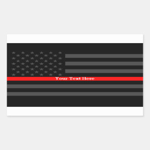 Jouw tekst Thin Red Line Zwart US Flag Decor Rechthoekige Sticker