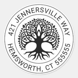 Jouw tekst toevoegen   Celtic Tree Address Ronde Sticker