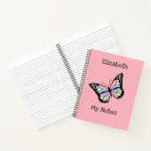 Jouw tekst toevoegen | Mooie Butterfly op roze Notitieboek (Binnen)