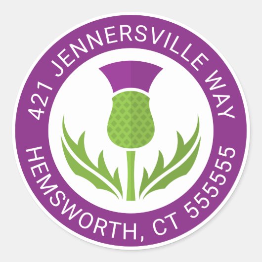 Jouw tekst toevoegen | Thistleadres Ronde Sticker (Voorkant)