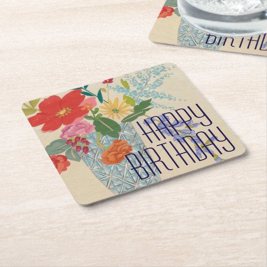 Jouw tekst toevoegen | Voorjaarsbloesems II Kartonnen Onderzetters (Schuin)