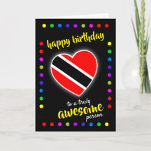 Jouw tekst Trinidad Flag Heart HAPPY BIRTHDAY-KAAR