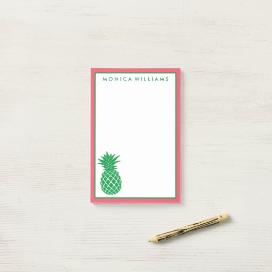 Jouw tekst | Tropische anananas Post-it® Notes (Op bureau)